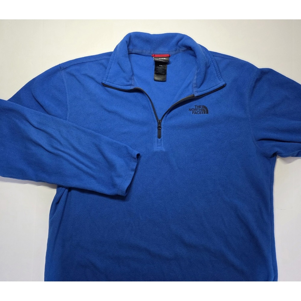 The North Face Mens Size M Blue Long Sleeve 1/4 Zip Fleece‎ Pullover